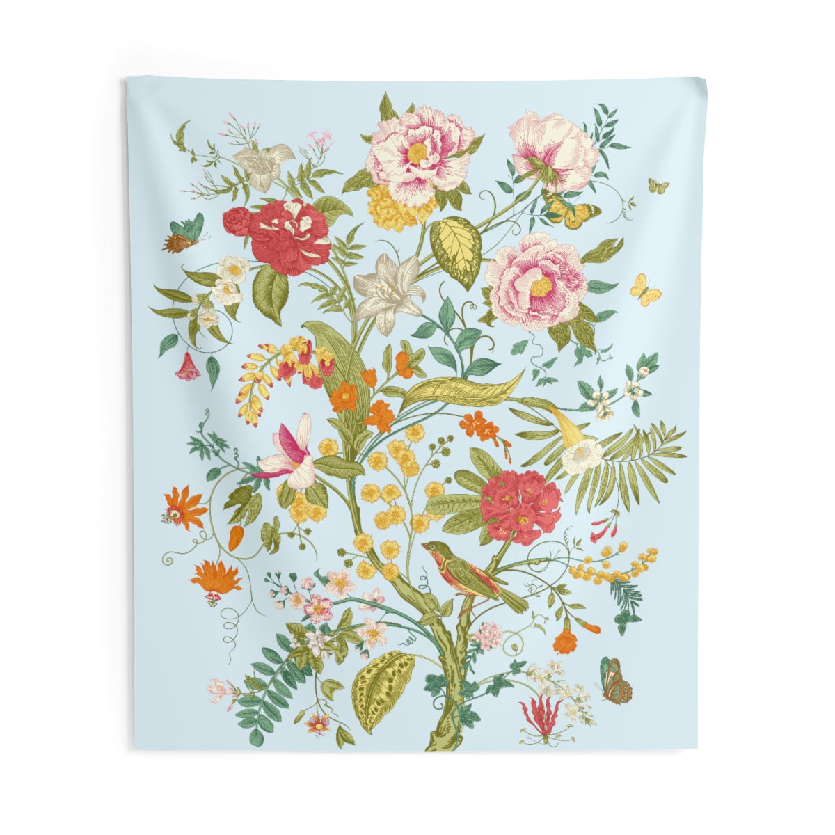 Sky Blue Floral Wall Tapestry