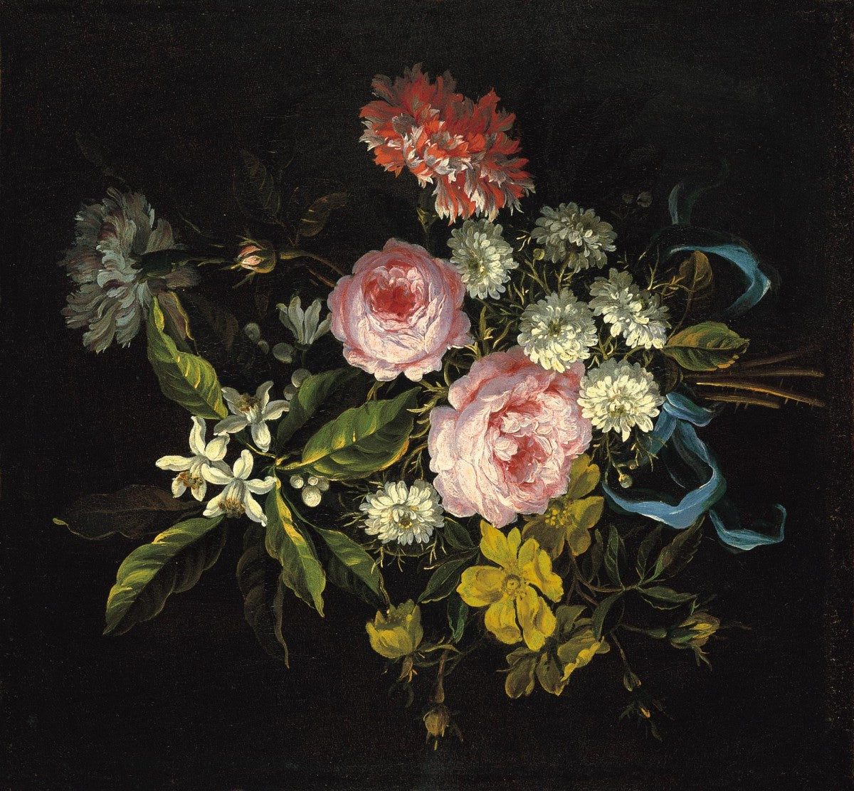 Bouquet of Chamomile, French roses and other flowers