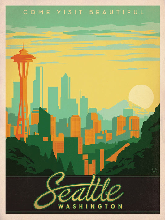 Seattle Vintage Travel Poster