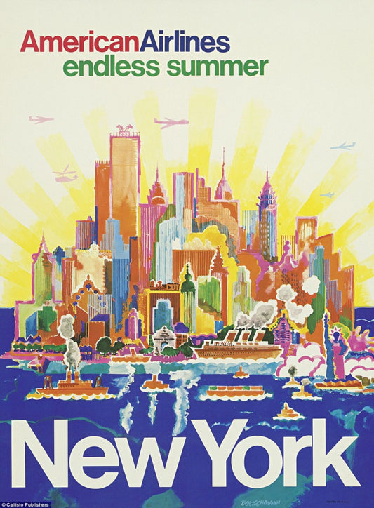 New York American Airlines Summer Travel Poster