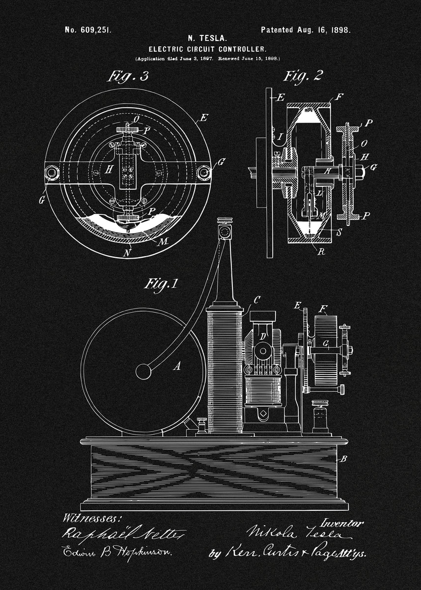 Nikola Tesla Patent Vintage Poster