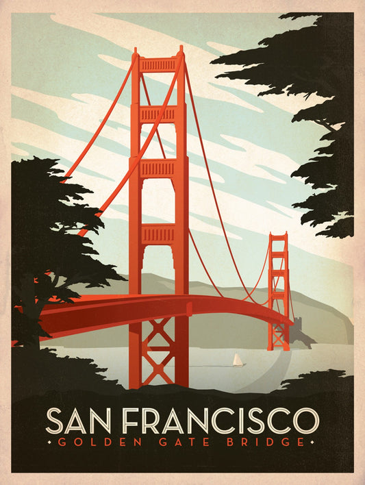 San Francisco Golden Gate Bridge Vintage Poster