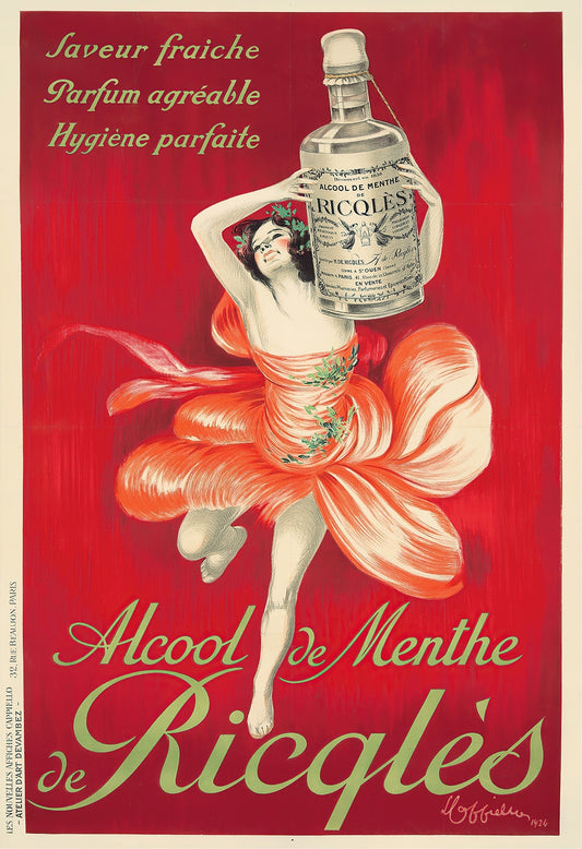 Alcool De Menthe De Ricqles Vintage Ad Poster