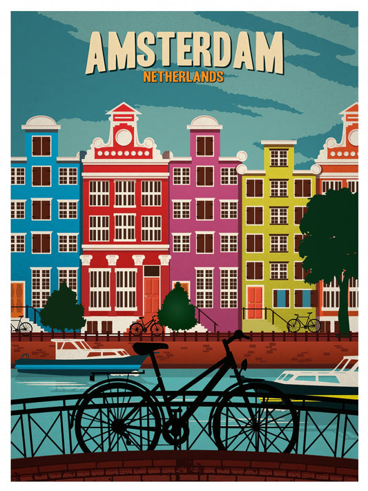 Amsterdam Netherlands Art Print Travel Poster