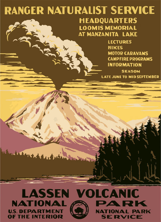 Vintage Travel Poster Lassen Volcanic National Park