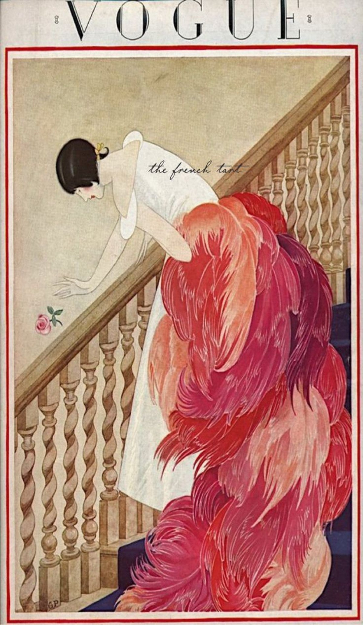 A VINTAGE VOGUE MAGAZINE COVER OF A WOMAN
