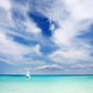 Mexico, Yucatan Peninsula, Sailboat Sailing On Turquoise Water.
