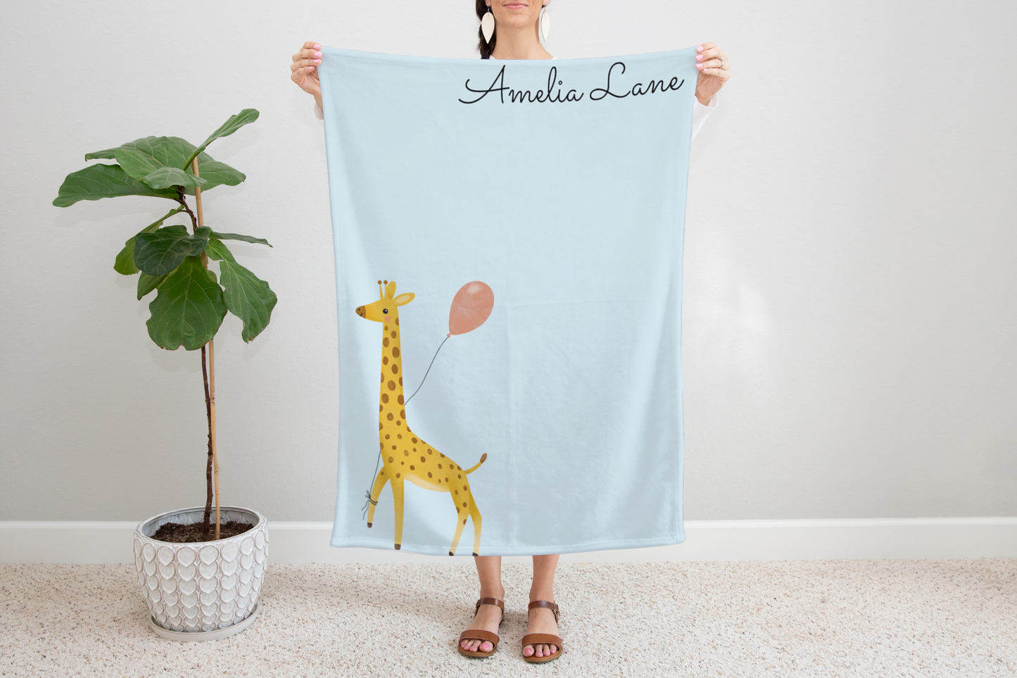 Giraffe Safari Party Sherpa Blanket, Fun Safari Nursery Decor