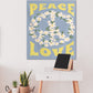 Peace and Love Blue Tapestry