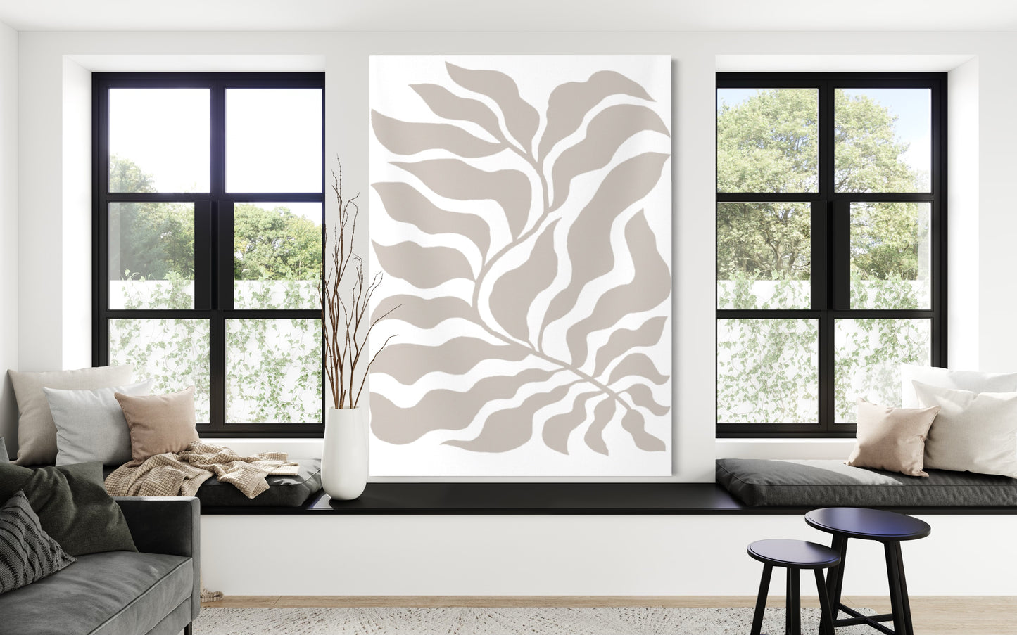 White Abstract Neutral Wall Tapestry