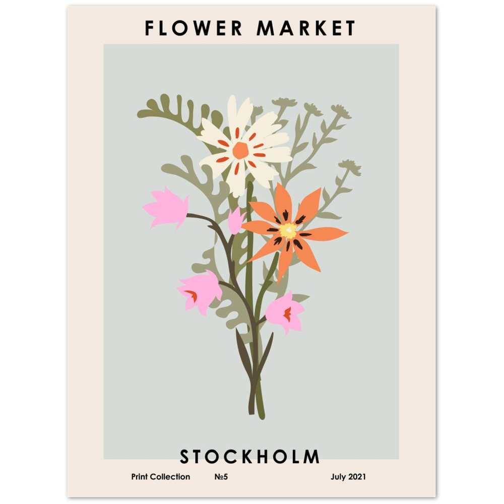 Stockholm Flower Market Print Light Pastel Blue